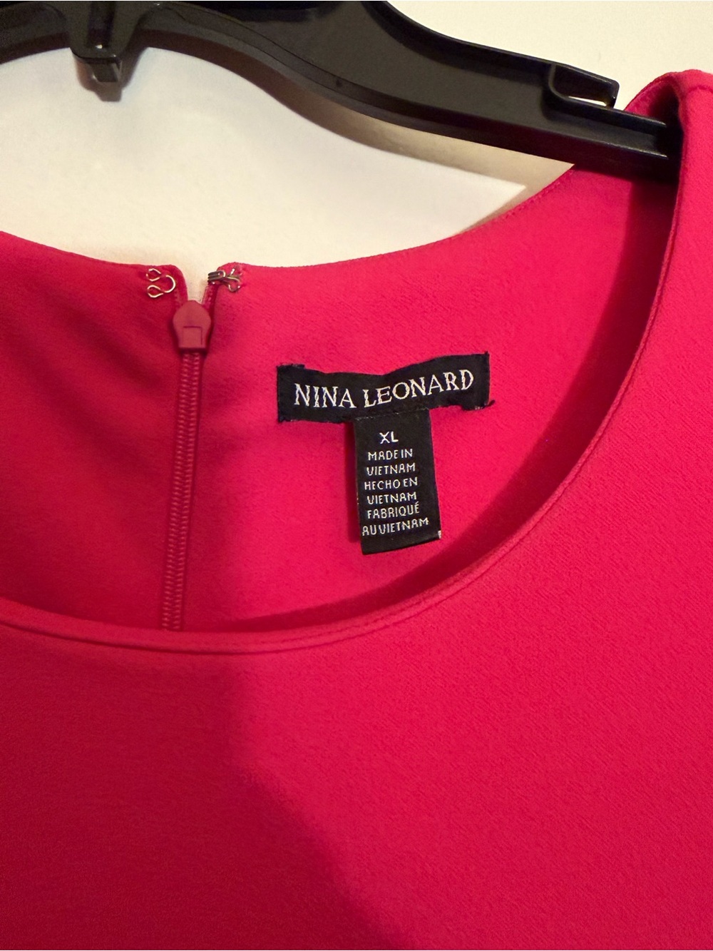 Nina Leonard Vivid Pink Scoop Neck Dress